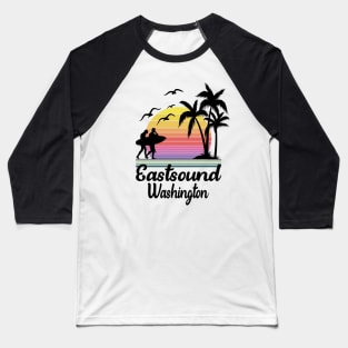 Eastsound Washington Seaside Retro Sunset Baseball T-Shirt